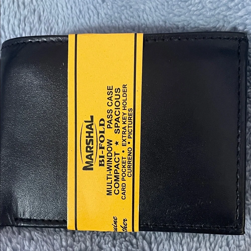 New Mens Marshal Black cowhide’ Leather Bi-Fold Wallet